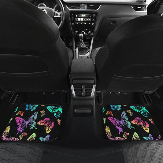 Colorful Neon Butterflies Car Floor Mats
