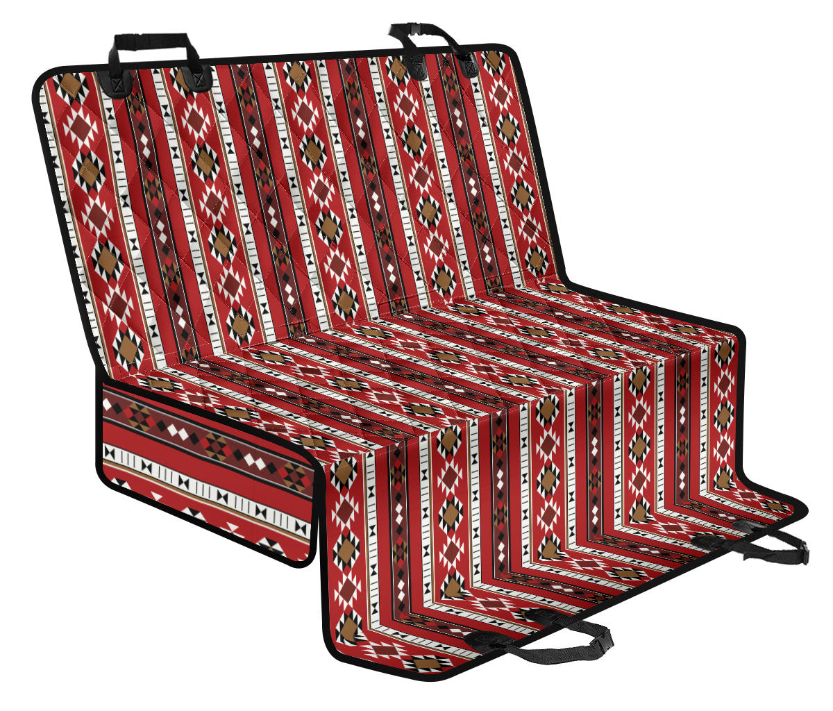 Red Ethnic Stripes Car Back Seat Pet Cover