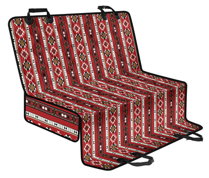Red Ethnic Stripes Car Back Seat Pet Cover