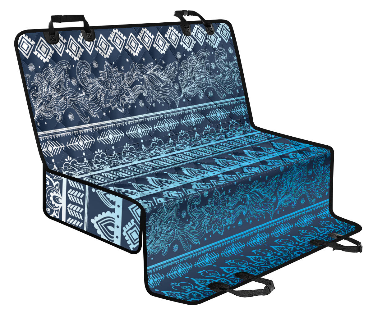 Blue Boho Chic Bohemian Car Back Seat Pet Cover