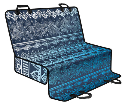 Blue Boho Chic Bohemian Car Back Seat Pet Cover