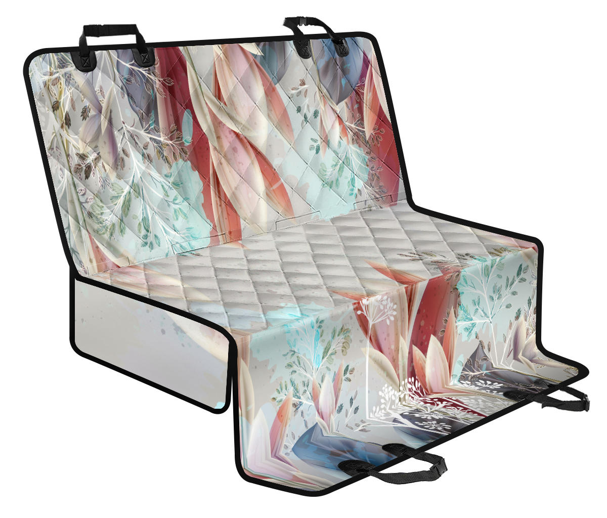 Beige Floral Car Back Seat Pet Cover
