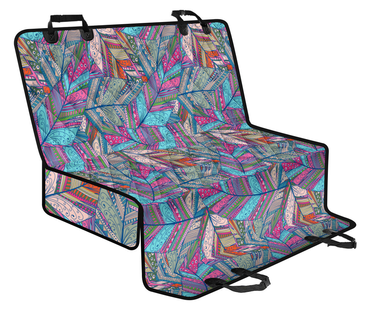 Colorful Feathers Car Back Seat Pet Cover