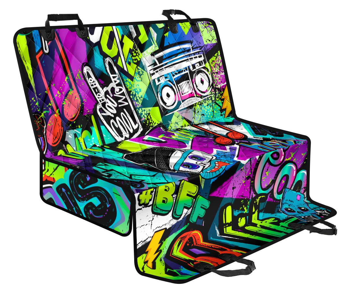 Colorful Graffiti Mural Car Back Seat Pet Cover