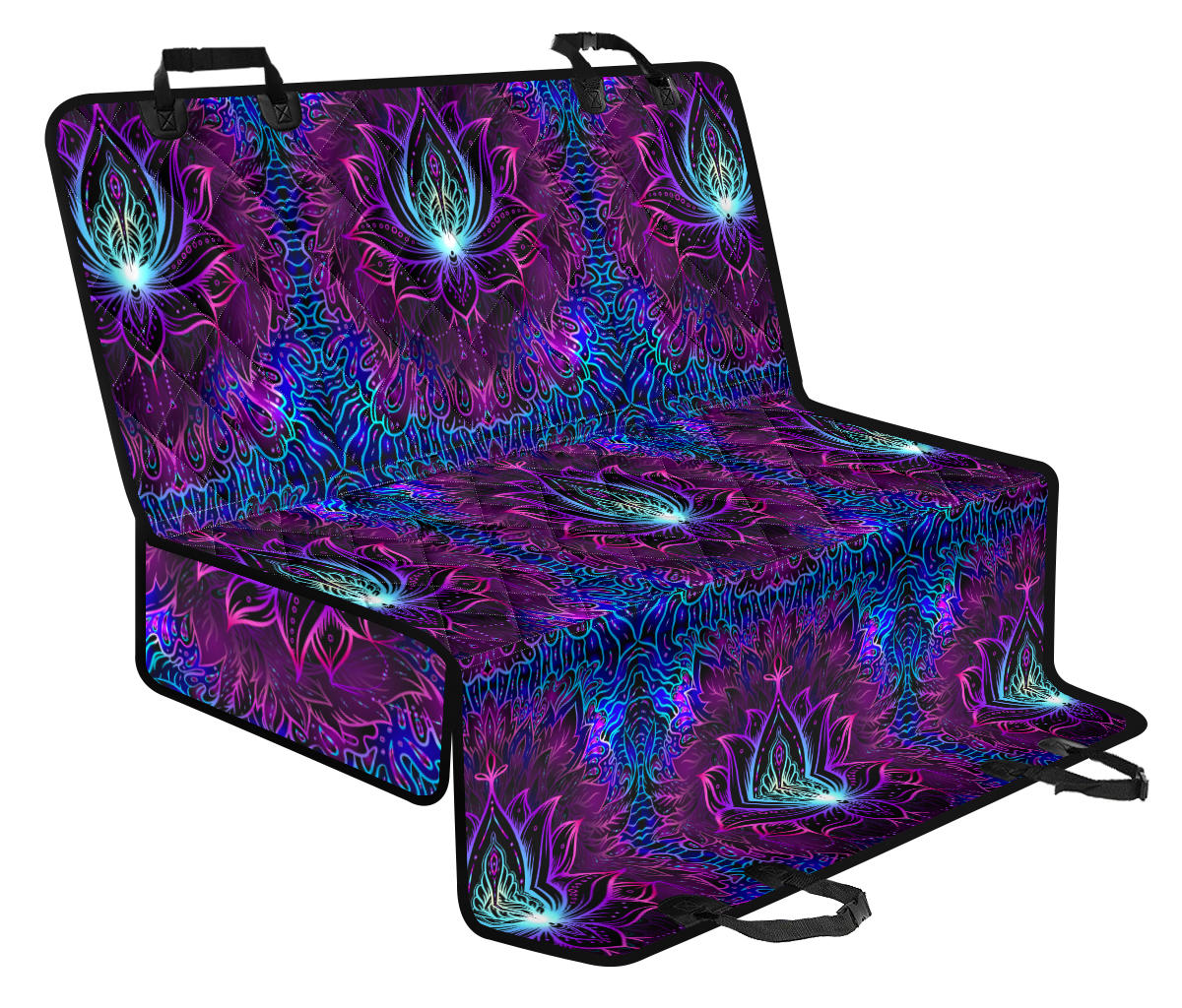 Blue Pink Lotus Car Back Seat Pet Cover