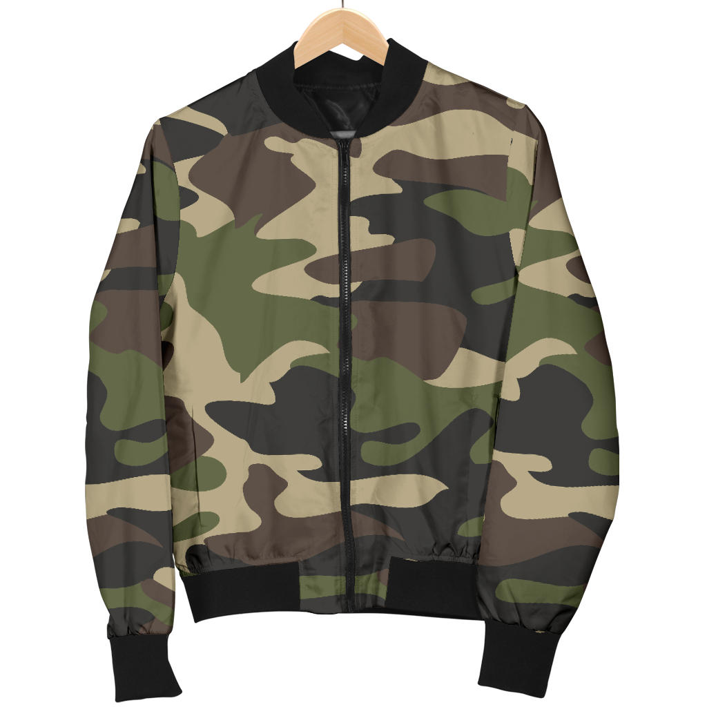 Womens Army Green Camouflage Bomber Jacket
