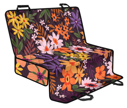 Colorful Flowers Car Back Seat Pet Cover