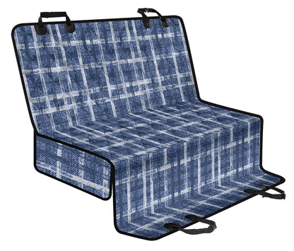 Denim Blue Plaid Car Back Seat Pet Cover