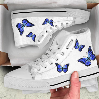Blue Butterfly High-Top Shoes