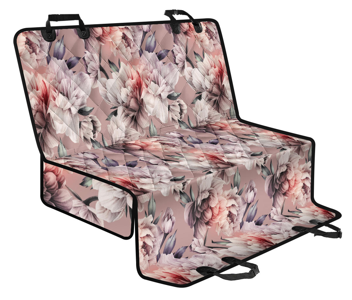 Pink Floral Car Back Seat Pet Cover