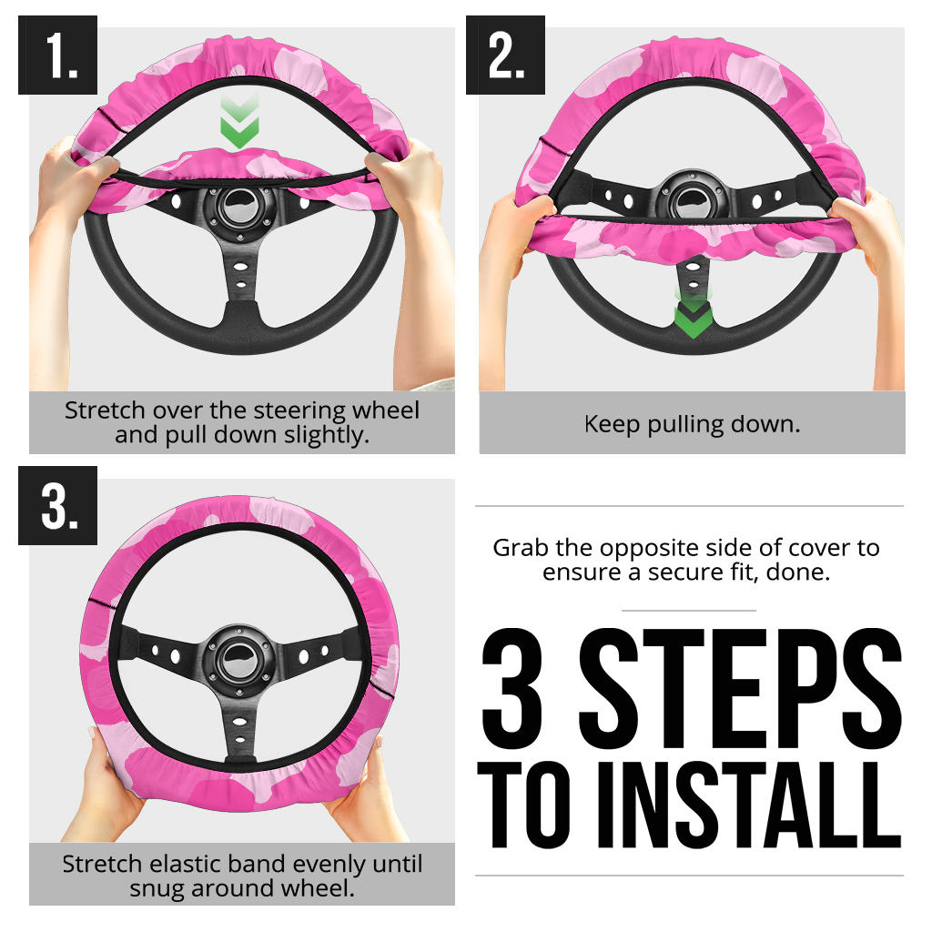 Pink Camouflage Steering Wheel Cover