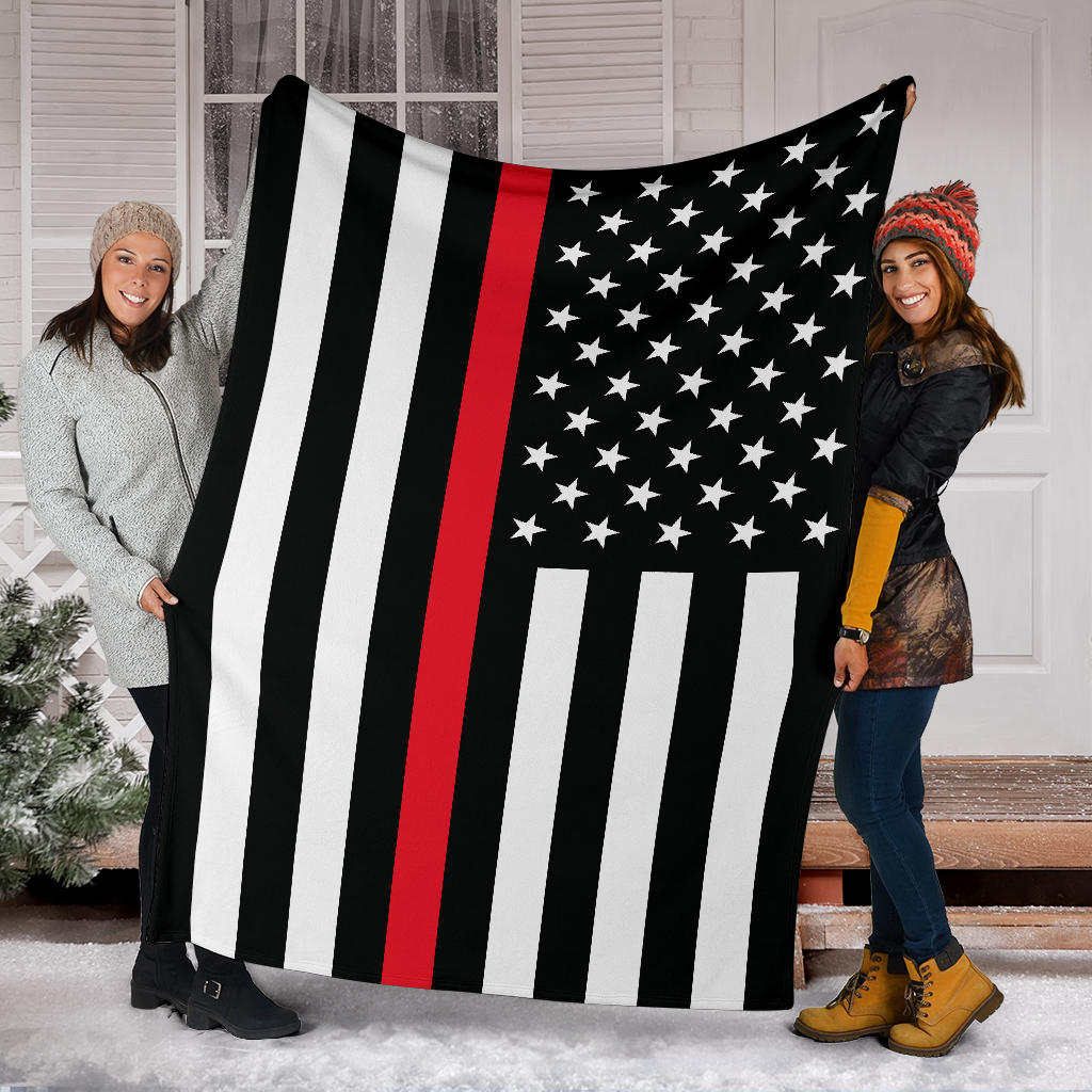 American USA Flag Red Stripe Firefighter Blanket