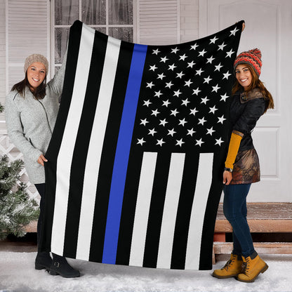 American USA Flag Blue Stripe Police Officer Blanket