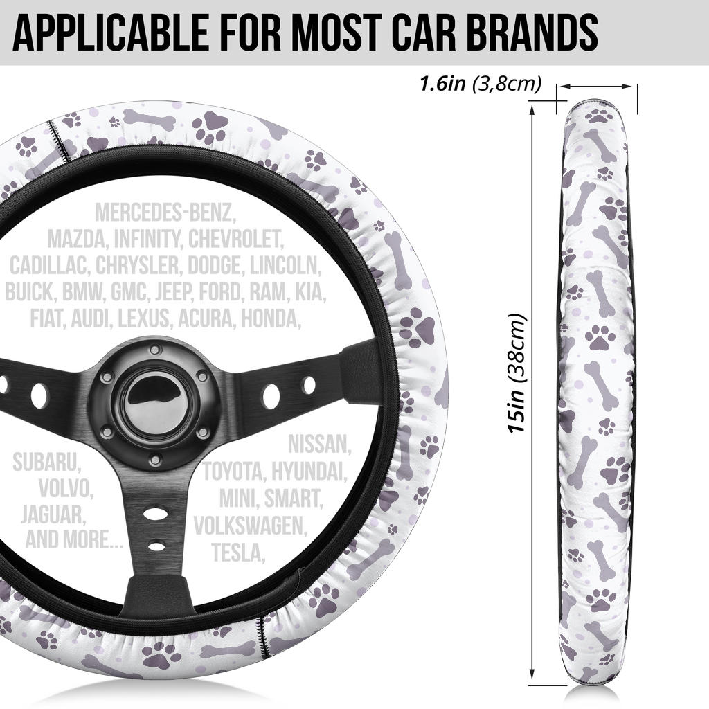 Bones And Paw Steering Wheel Cover