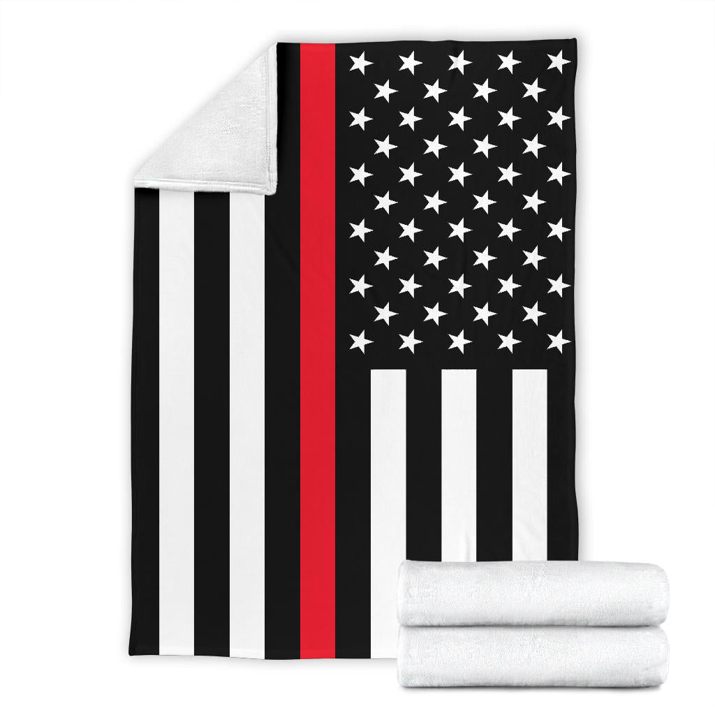 American USA Flag Red Stripe Firefighter Blanket