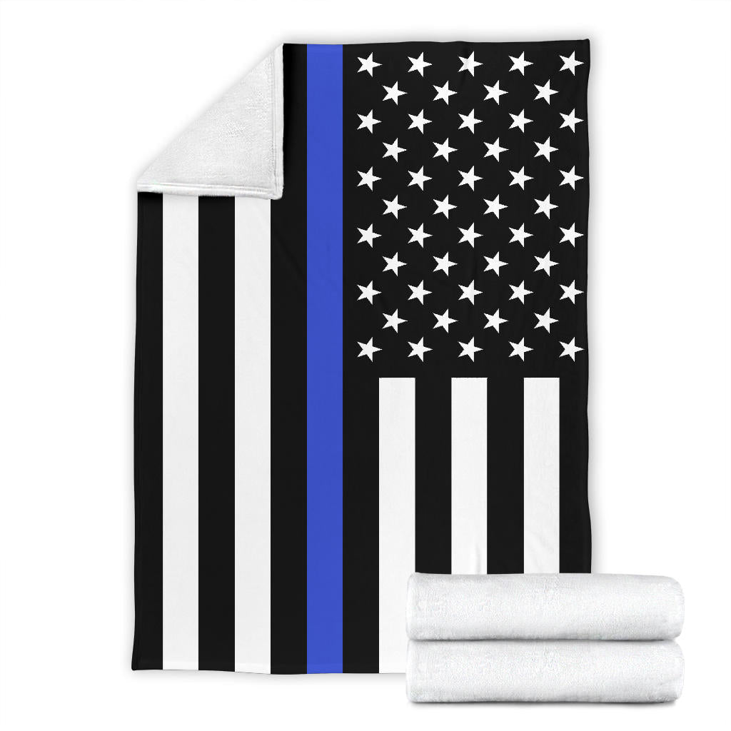 American USA Flag Blue Stripe Police Officer Blanket