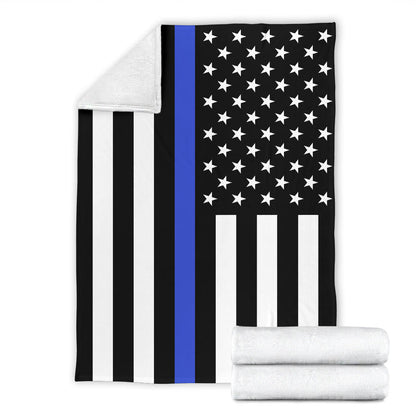 American USA Flag Blue Stripe Police Officer Blanket