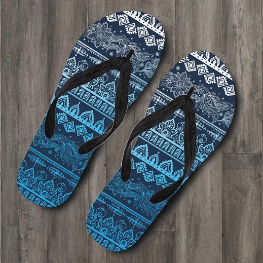 Blue Boho Flip Flops