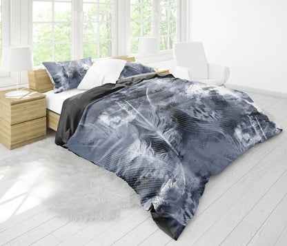 Grey Feathers Bedding Set
