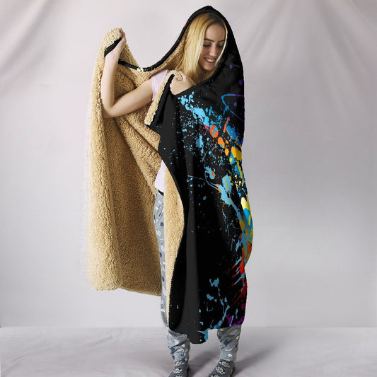 Colorful Paint Splash Abstract Art Hooded Blanket