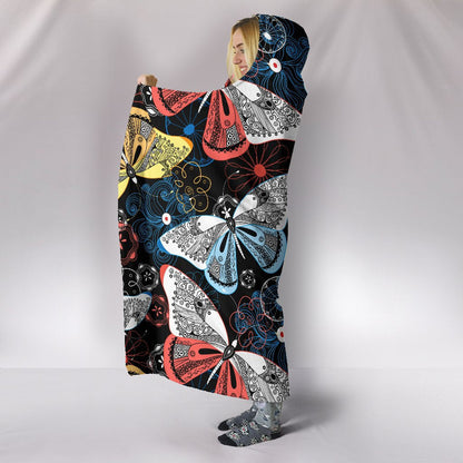 Colorful Butterflies Decor Hooded Blanket