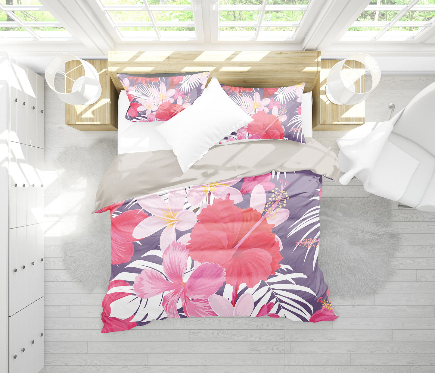Pink Flowers Bedding Set