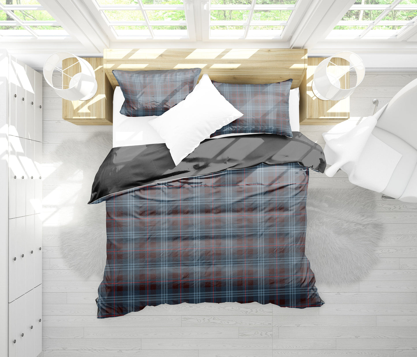 Blue Plaid Bedding Set