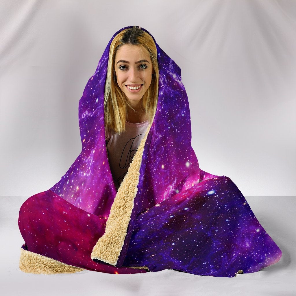 Pink Purple Universe Hooded Blanket