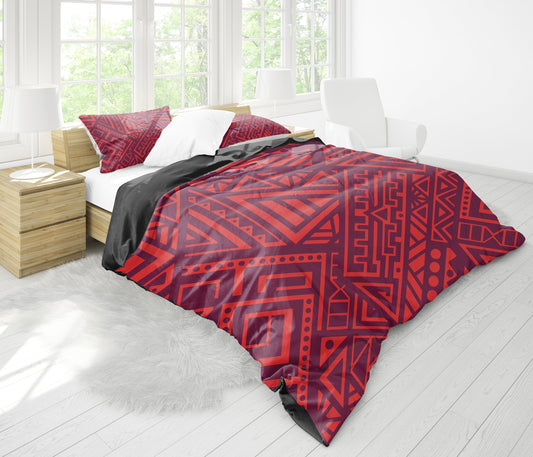 Red Tribal Polynesian Bedding Set