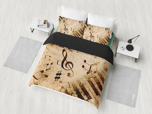 Vintage Piano Musical Notes Bedding Set