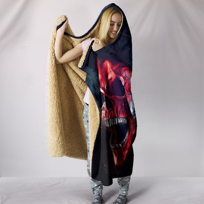 Three Metal Skulls Hooded Blanket