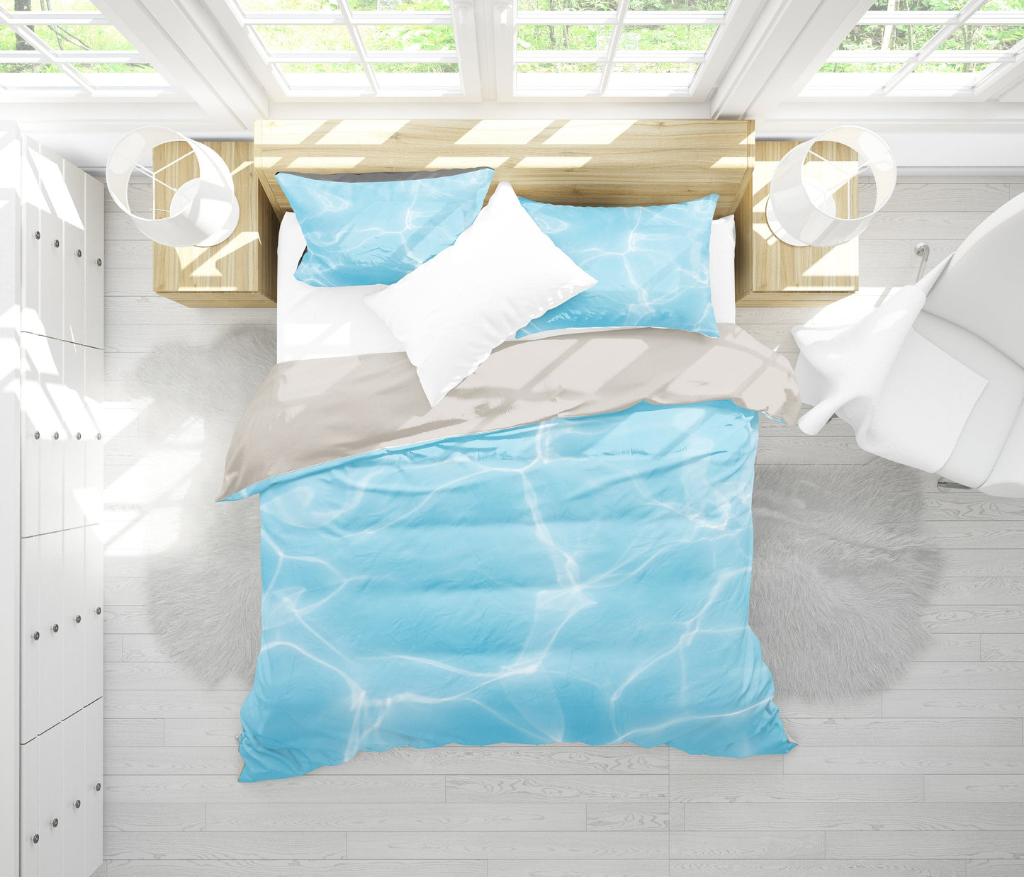 Light Blue Water Surface Bedding Set