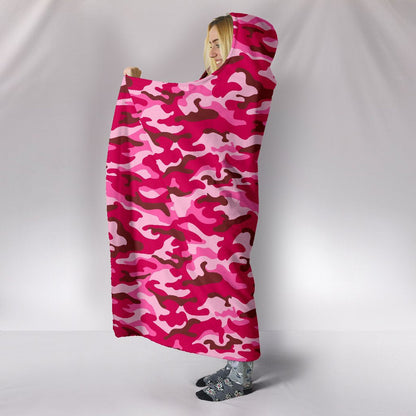 Pink Camouflage Hooded Blanket