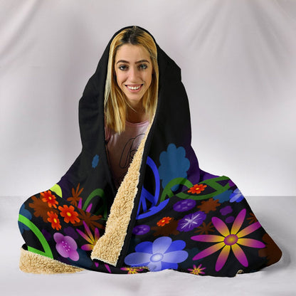 Colorful Peace Sings Hooded Blanket