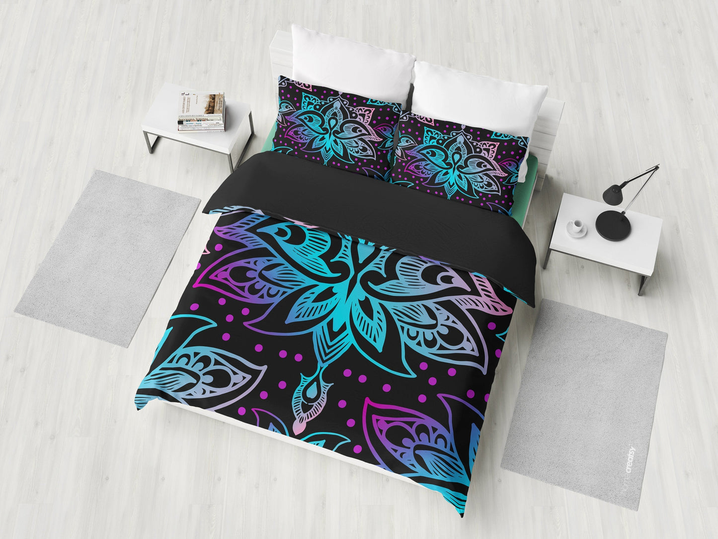 Pink & Purple Floral Decor Bedding Set