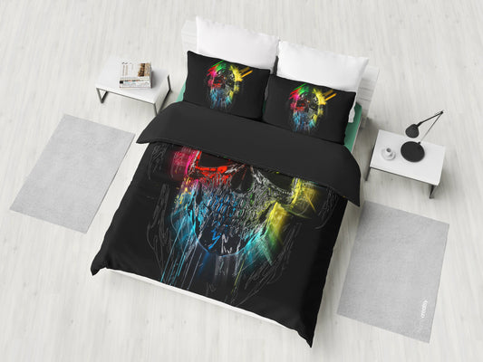 Colorful Metal Skull Bedding Set