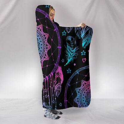 Pink & Purple Dream Catcher Hooded Blanket