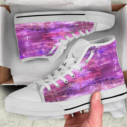 Pink & Purple Abstract Art High Top Shoes
