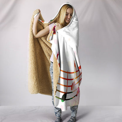 Colorful Butterflies & Musical Notes Hooded Blanket