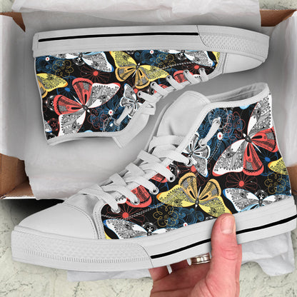 Colorful Butterflies Decor High Top Shoes