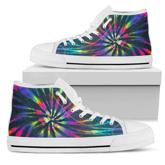 Neon Black Tie Dye High Top Shoes