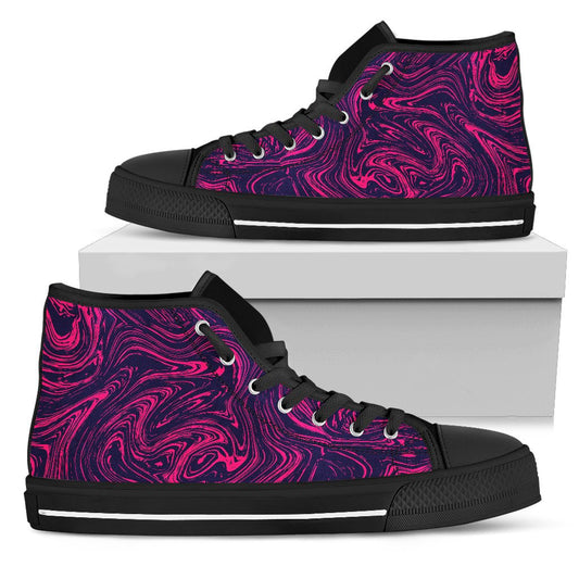 Pink Abstract Swirls High Top Shoes