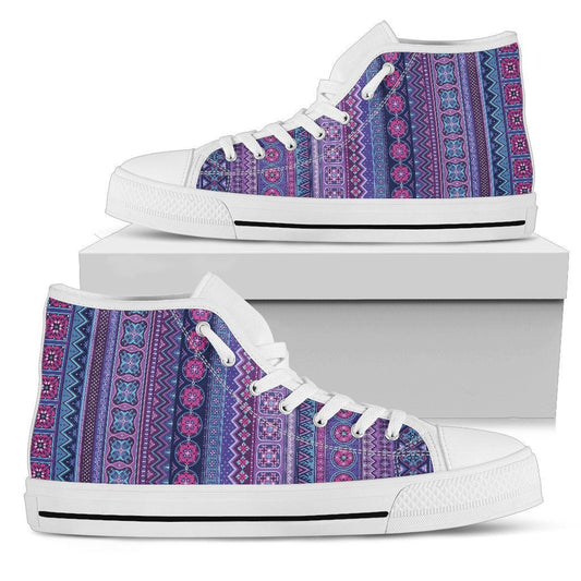 Purple Boho Stripes High Top Shoes