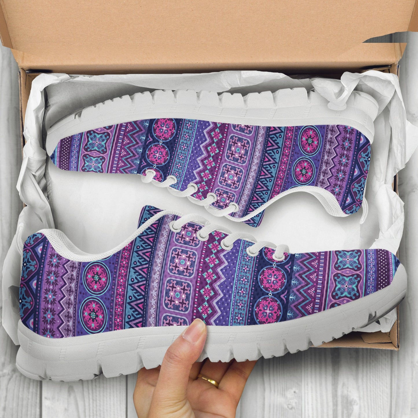 Purple Boho Stripes Sneakers