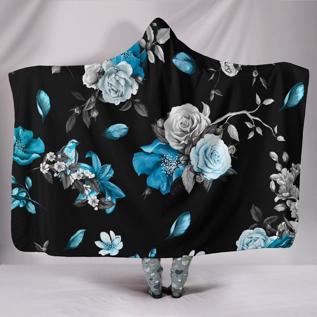 Blue Roses Hooded Blanket