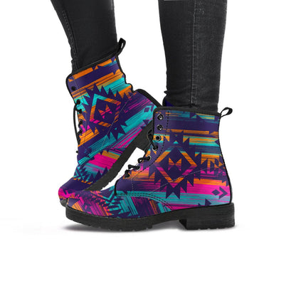Colorful Boho Aztec Streaks Womens Boots
