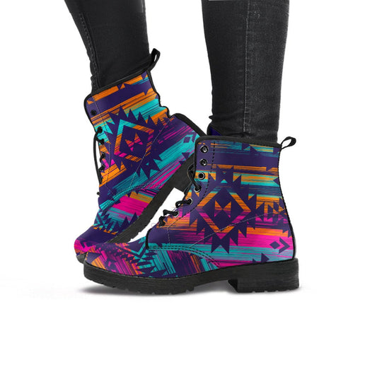 Colorful Boho Aztec Streaks Womens Boots