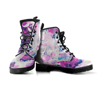 Pink & Ivory Abstract Floral Womens Boots