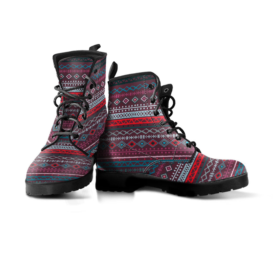 Red Boho Stripe Womens Boots