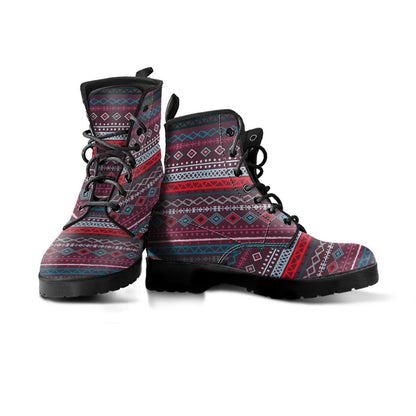 Red Boho Stripe Womens Boots